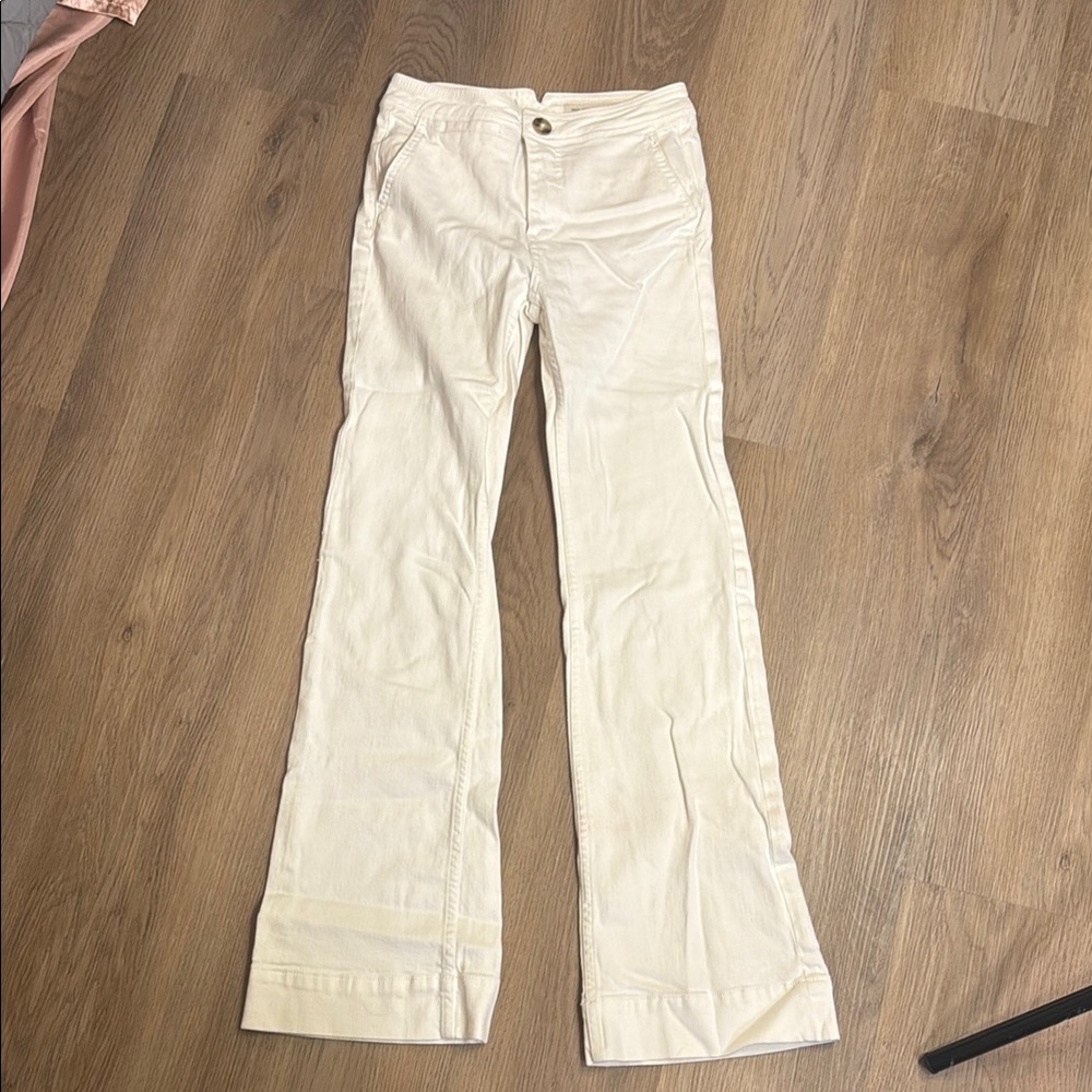 Pilcro and the Letterpress Cream High-Rise Bootcut Pants